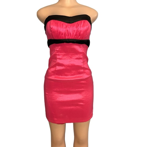 Jessica McClintock Vintage Bright Pink Strapless Mini Dress - Picture 3 of 8